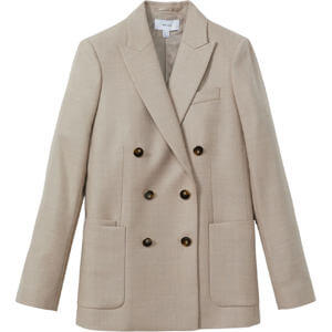 REISS HARRIET Wool Blend Double Breasted Blazer